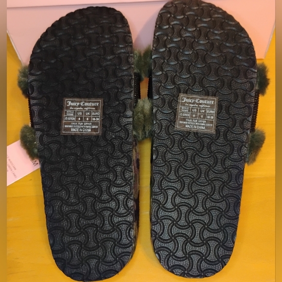 NEW Juicy Couture Sz 8 Faux Fur Slides - Camouflage - Picture 8 of 10